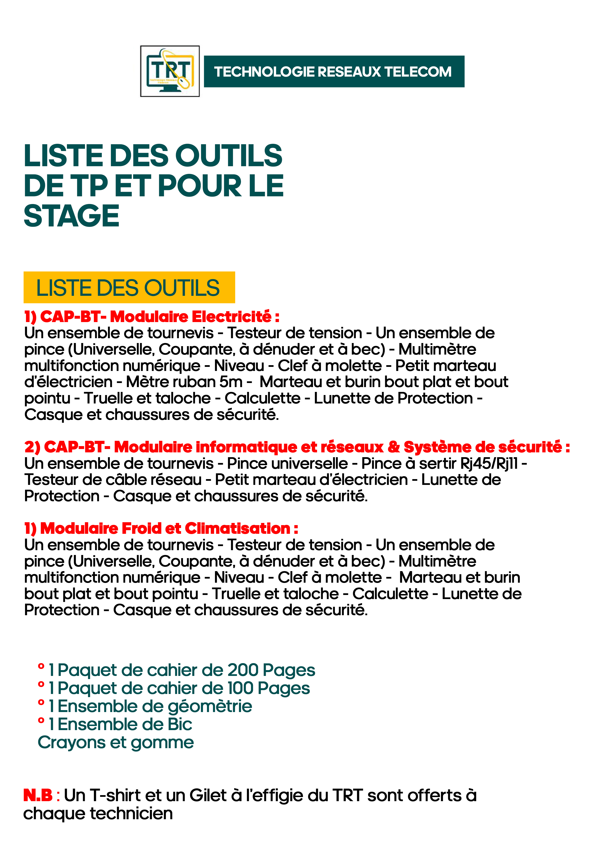 LISTE DES OUTILS